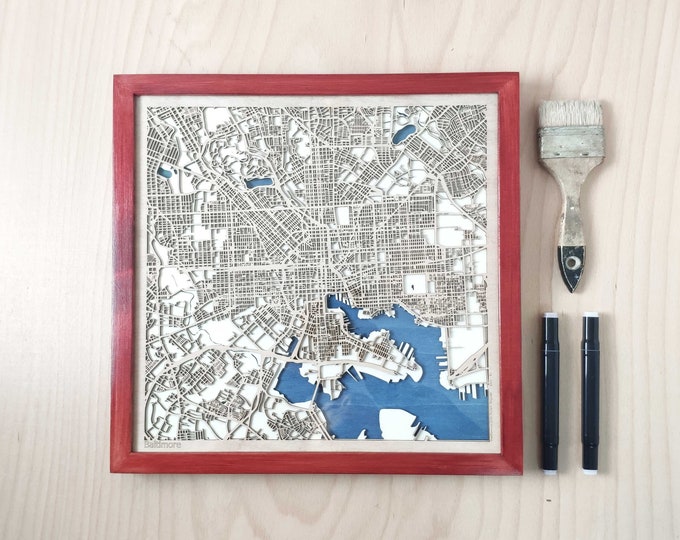 Baltimore Wood Map - 3D Laser Cut Map