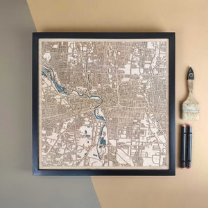 Carte en bois personnalisée Colomb - cadeau d'art mural décoration d'intérieur