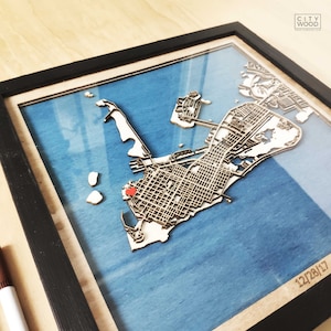 Carte en bois de Key West - carte découpée au laser 3D
