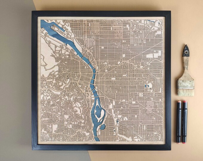 Portland Personalized Wooden Map - Home Decor Wall Art Gift
