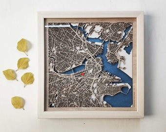 Custom Wooden City Map – Laser Cut Minimalist Wall Art