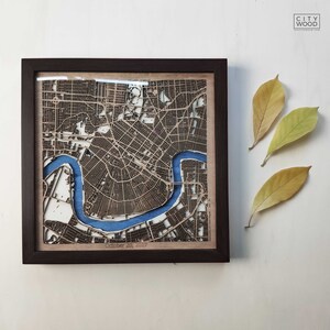 New Orleans Landkarte aus Holz - Lasergravur
