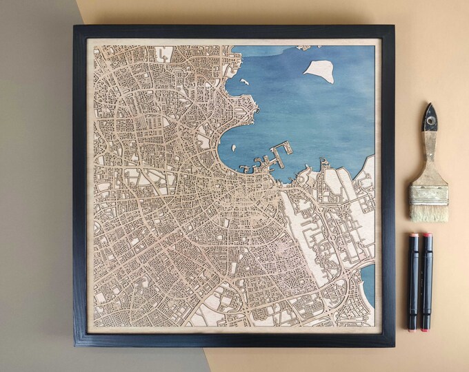 Doha Personalized Wooden Map - Home Decor Wall Art Gift