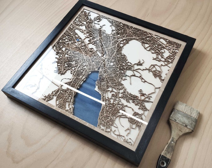 Zurich Wood Map - 3D Laser Cut Map