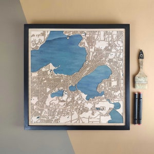 Carte en bois personnalisée Madison - Cadeau d'art mural pour décoration d'intérieur
