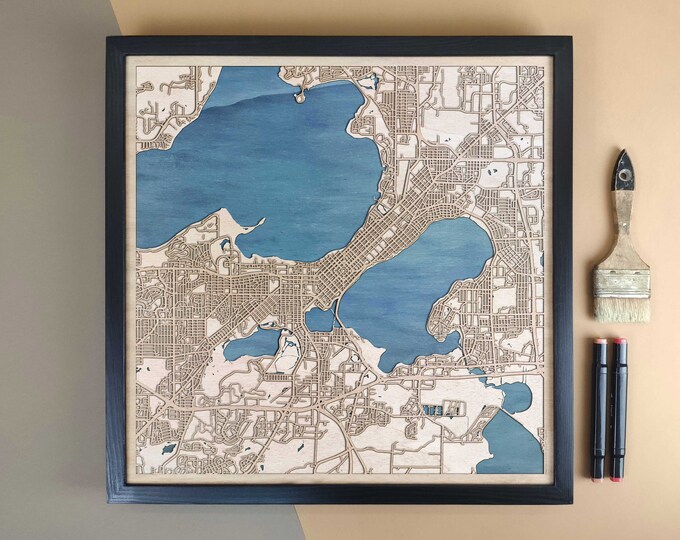 Madison Personalized Wooden Map - Home Decor Wall Art Gift