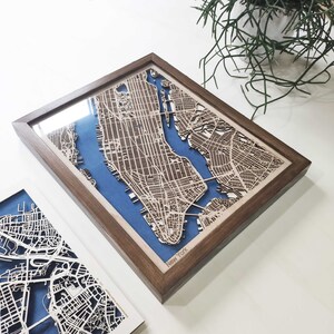 Carte en bois de New York - Décoration murale