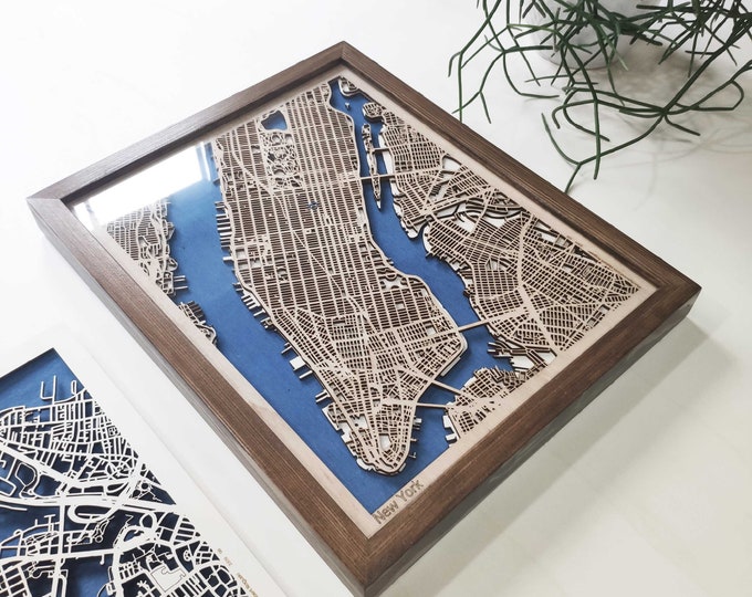 New York Wood Map - Wall Decor