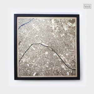 Paris Holz Karte - Geschenk zum 5. Jahrestag - Benutzerdefinierte Holzkarte Laser geschnittene gerahmte Karten Wandkunst - Hochzeit Verlobungsgeschenk für Paare