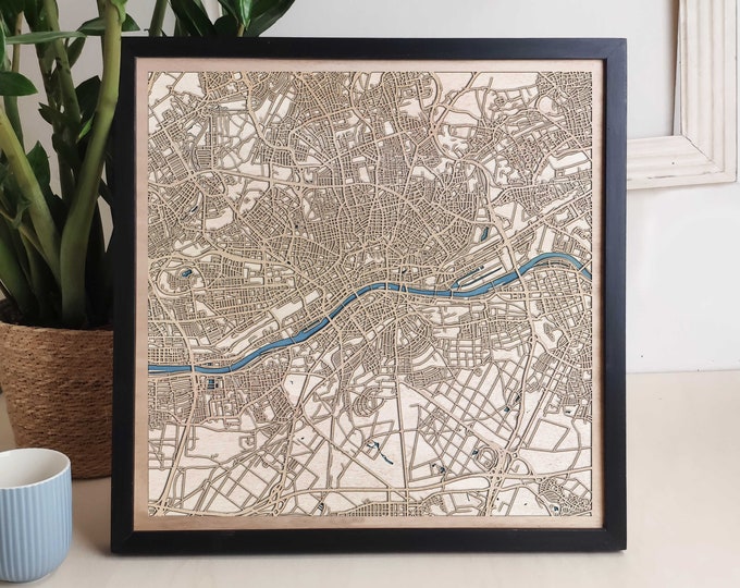 Frankfurt Custom Wood Map - Personalized Art Gift
