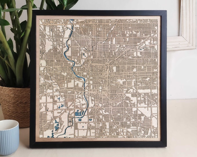 Indianapolis Custom Wood Map - Personalized Art Gift