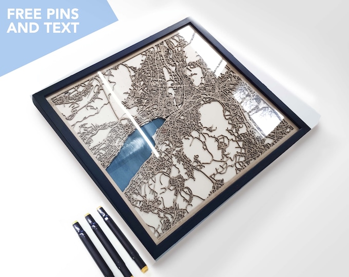 Zurich Wood Map - Laser Cut Wood Gifts