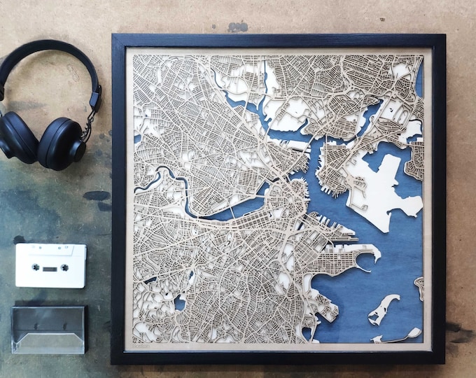 Boston Wood Map - 3d City Map