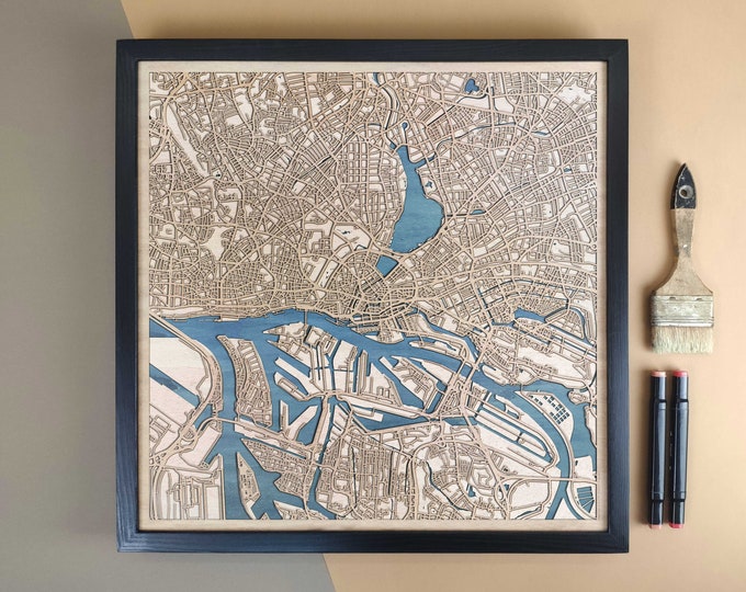 Hamburg Personalized Wooden Map - Home Decor Wall Art Gift