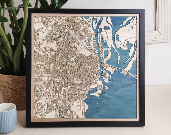 Mobile Custom Wood Map - Personalized Art Gift