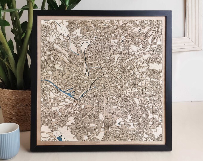 Manchester Custom Wood Map - Personalized Art Gift