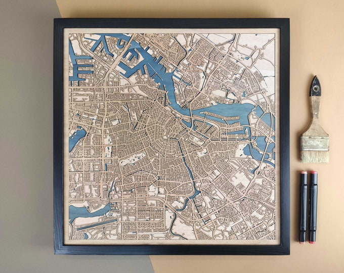 Amsterdam Personalized Wooden Map - Home Decor Wall Art Gift