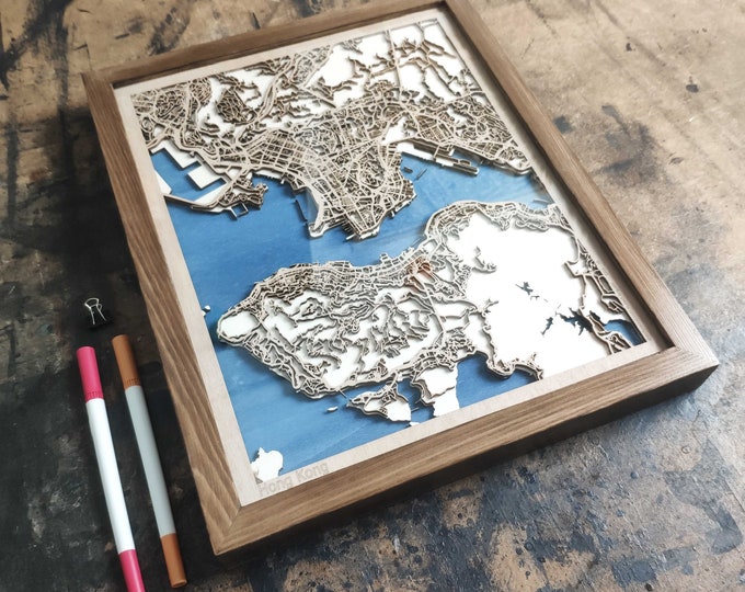 Hong Kong Wood Map - 3D Laser Cut Map