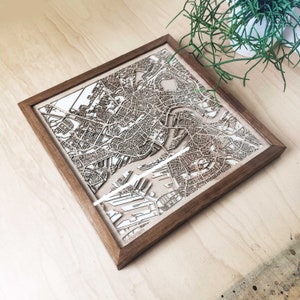 Carte en bois de Rotterdam - Plan de la ville en 3D