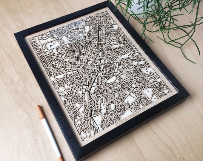 Munich Wood Map - 3D Laser Cut Map