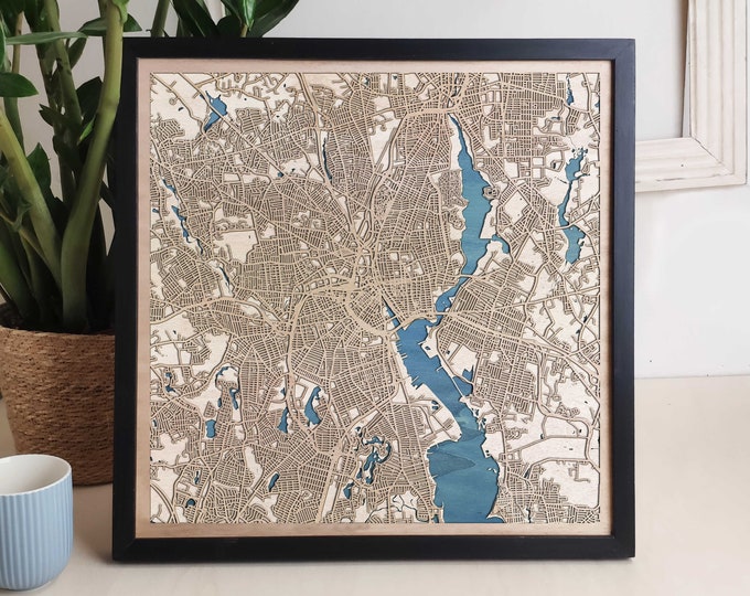 Providence Custom Wood Map - Personalized Art Gift