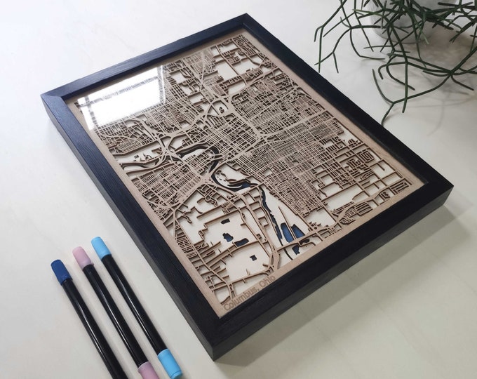 Columbus Wood Map - 3D Laser Cut Map