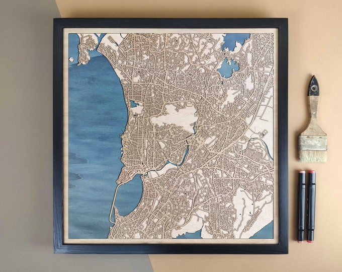 Mumbai Personalized Wooden Map - Home Decor Wall Art Gift