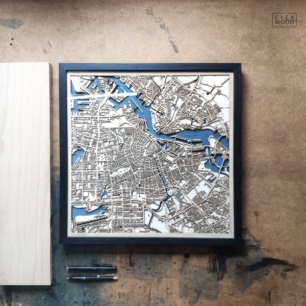 Amsterdam Wood Map - 3d Stadsplattegrond
