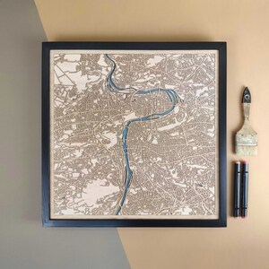 Carte en bois personnalisée de Prague - Cadeau d'art mural décoration d'intérieur