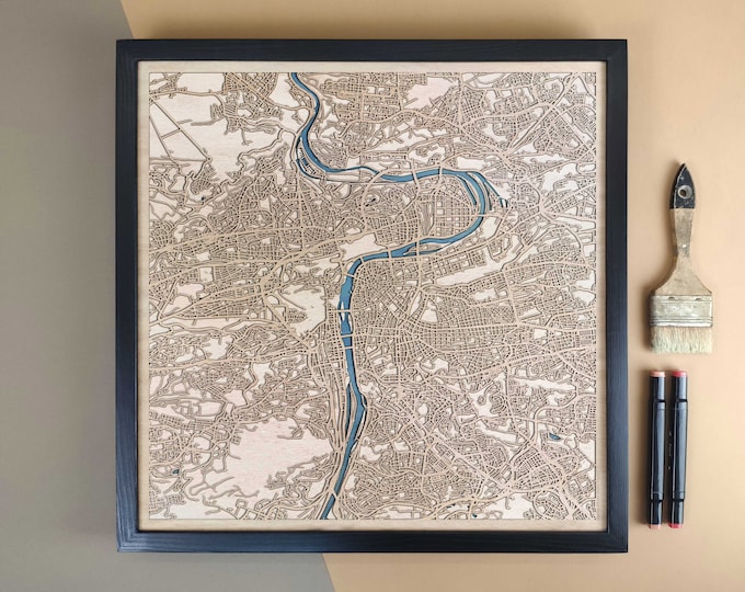 Prague Personalized Wooden Map - Home Decor Wall Art Gift