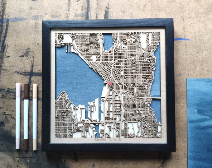 Seattle Wood Map - 3D Laser Cut Map