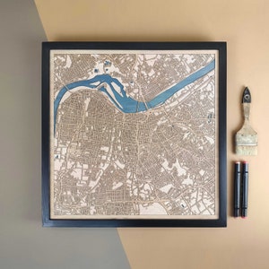 Carte en bois personnalisée de Louisville - Cadeau d'art mural pour décoration d'intérieur