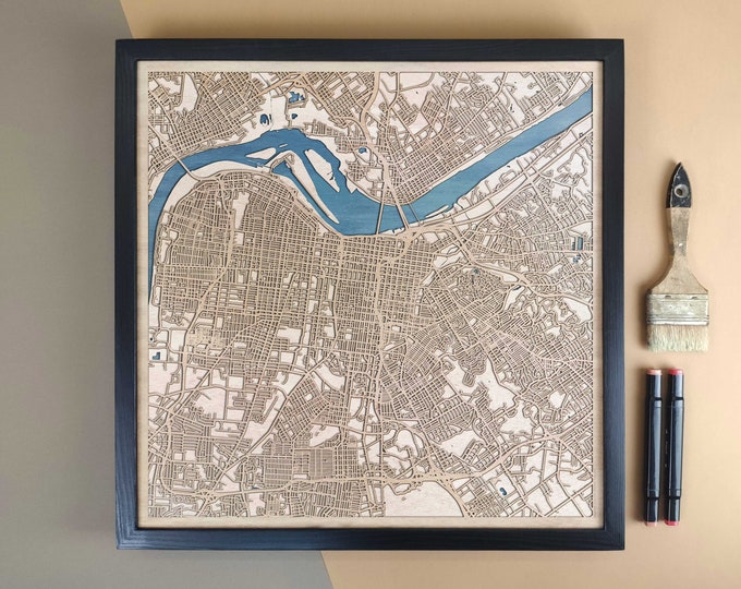 Louisville Personalized Wooden Map - Home Decor Wall Art Gift