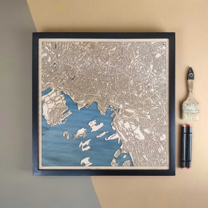 Carte en bois personnalisée d'Oslo - Cadeau d'art mural pour décoration d'intérieur