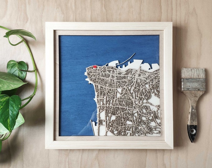 Beirut Wood Map - 3d City Map