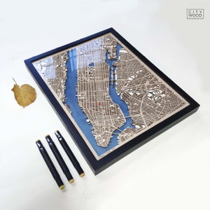 Aangepaste stadskaart: ingelijste houten kaart