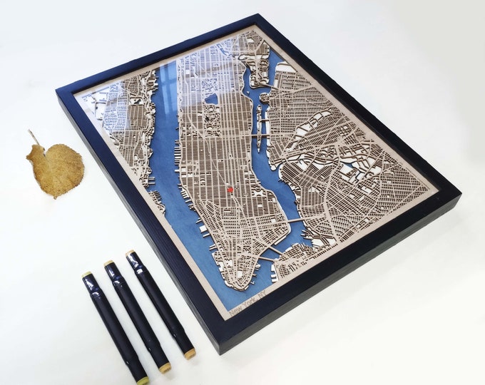Custom City Cut Map - Framed Wood Map