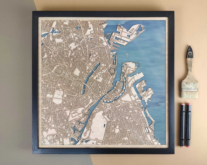 Copenhagen Personalized Wooden Map - Home Decor Wall Art Gift