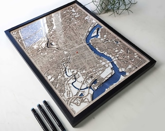 Philadelphia Wood Map - 3d City Map