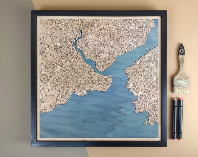 Istanbul Personalized Wooden Map - Home Decor Wall Art Gift
