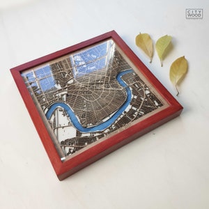 Carte en bois de la Nouvelle-Orléans - Plan de la ville en 3D