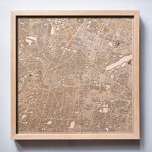 Mexiko-Stadt Holzkarte - Lasergeschnittene Holzstraßen Stadtplan 3D gerahmt Minimal Minimalistische Wandkunst - Geburtstag Jahrestag Weihnachtshochzeitsgeschenk