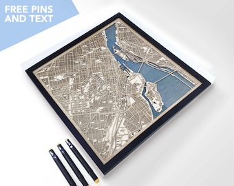 Montreal Wood Map - Laser Cut Wood Gifts