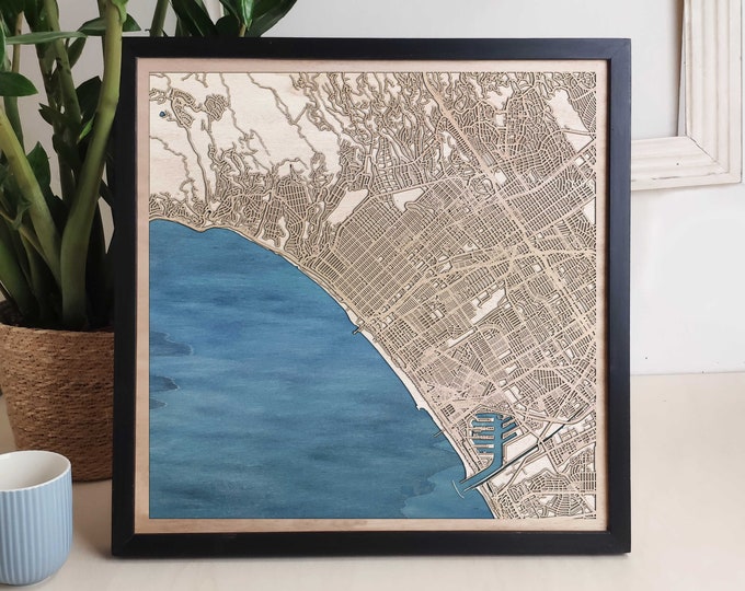 Santa Monica Custom Wood Map - Personalized Art Gift