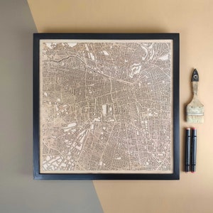 Carte en bois personnalisée de Saint-Jacques-de-Compostelle - Cadeau d'art mural pour décoration d'intérieur