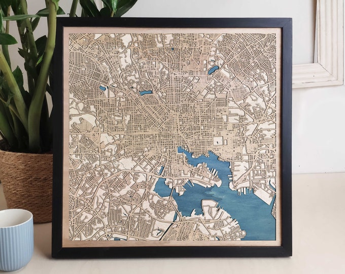 Baltimore Custom Wood Map - Personalized Art Gift