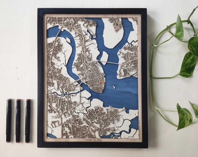 Charleston Wood Map - 3D Laser Cut Map
