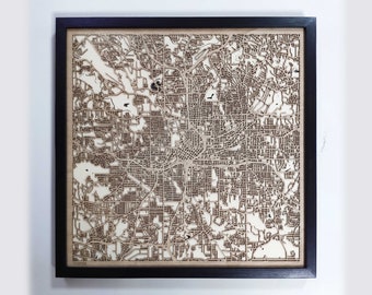 Atlanta Wood Map – Laser Cut City Streets, Anniversary Gift