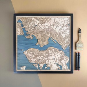 Carte en bois personnalisée de Hong Kong - Cadeau d'art mural décoration d'intérieur