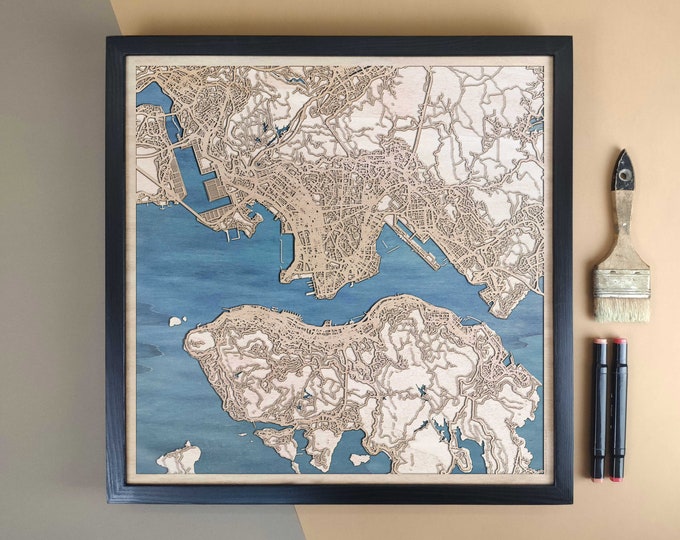 Hong Kong Personalized Wooden Map - Home Decor Wall Art Gift